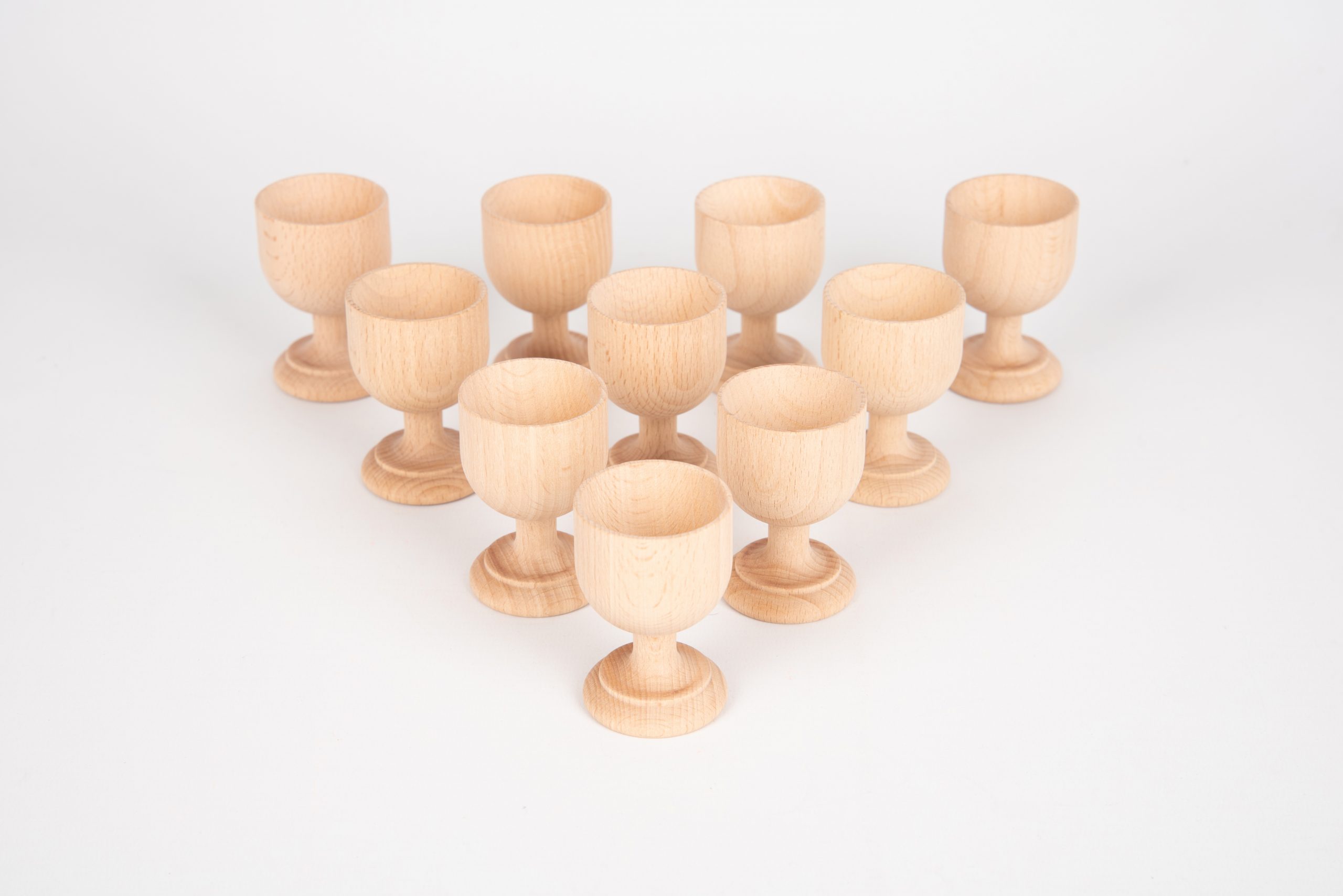 Wooden Egg Cups - Pk2 - Pk5 - Pk10 - EN71:1-3